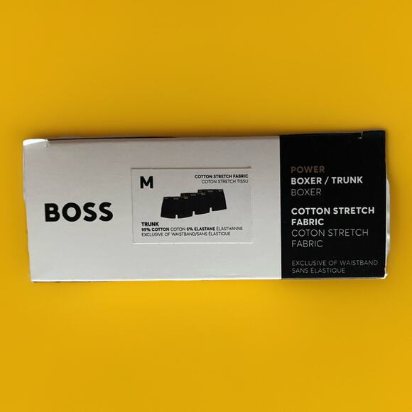 HUGO BOSS Boxer Briefs Mens M Black 3-Pack Power Trunk Cotton Stretch Logo - Picture 3 of 4